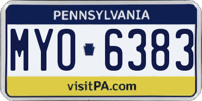 PA license plate MYO6383