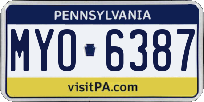 PA license plate MYO6387