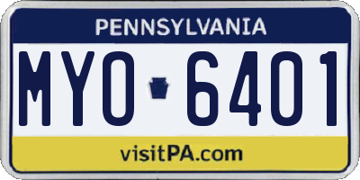 PA license plate MYO6401