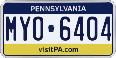 PA license plate MYO6404