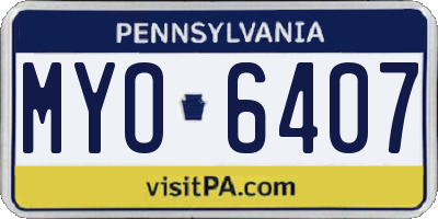PA license plate MYO6407