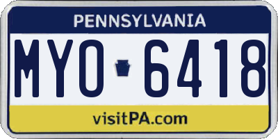 PA license plate MYO6418