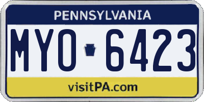 PA license plate MYO6423