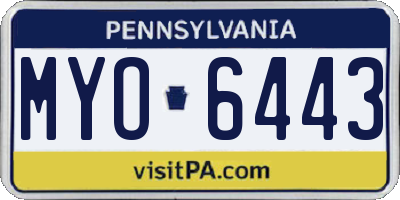 PA license plate MYO6443