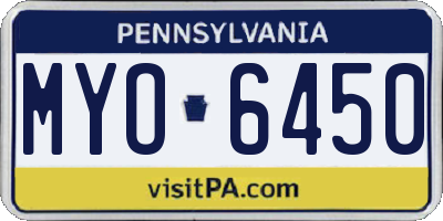 PA license plate MYO6450