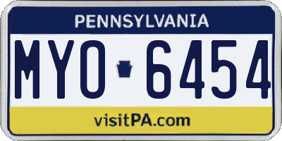 PA license plate MYO6454