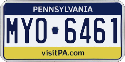 PA license plate MYO6461