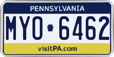 PA license plate MYO6462