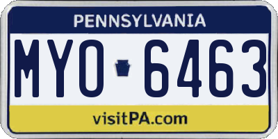 PA license plate MYO6463