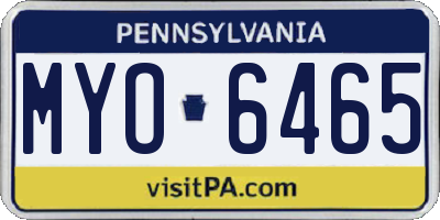 PA license plate MYO6465