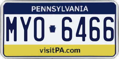 PA license plate MYO6466
