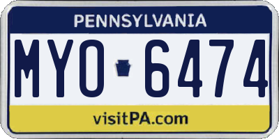 PA license plate MYO6474