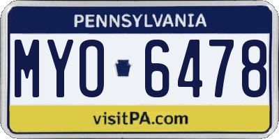 PA license plate MYO6478