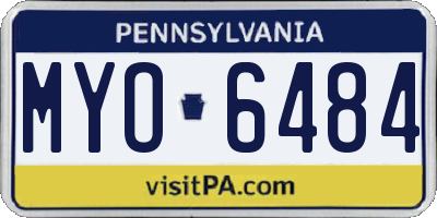 PA license plate MYO6484