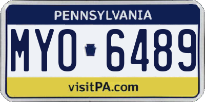 PA license plate MYO6489