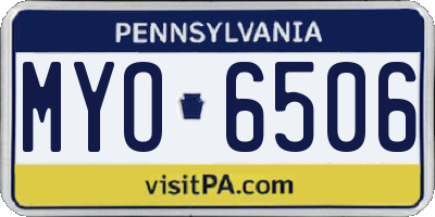 PA license plate MYO6506