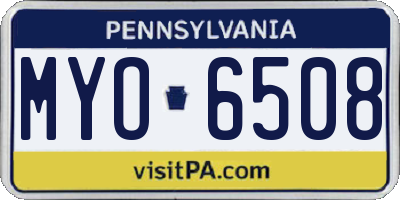 PA license plate MYO6508
