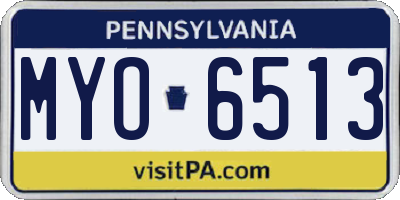 PA license plate MYO6513
