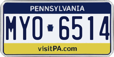 PA license plate MYO6514