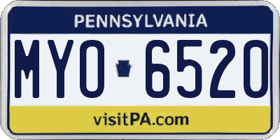 PA license plate MYO6520