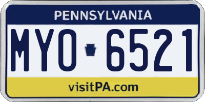 PA license plate MYO6521