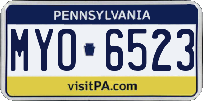 PA license plate MYO6523