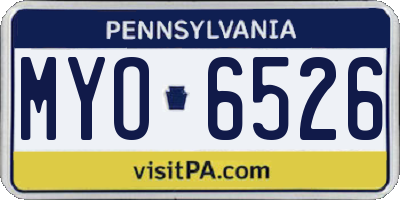 PA license plate MYO6526