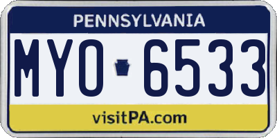 PA license plate MYO6533