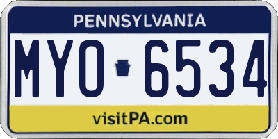 PA license plate MYO6534