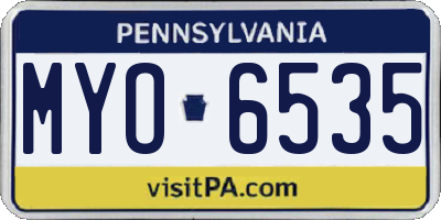 PA license plate MYO6535