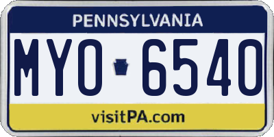 PA license plate MYO6540