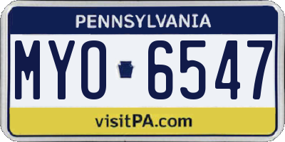 PA license plate MYO6547
