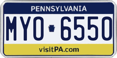 PA license plate MYO6550