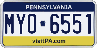 PA license plate MYO6551