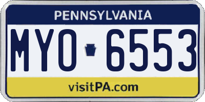 PA license plate MYO6553