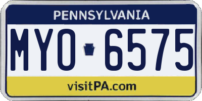 PA license plate MYO6575