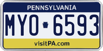 PA license plate MYO6593