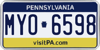 PA license plate MYO6598