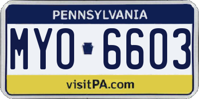 PA license plate MYO6603