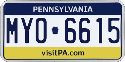 PA license plate MYO6615