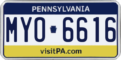 PA license plate MYO6616