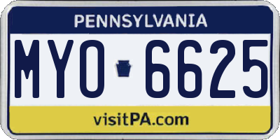 PA license plate MYO6625