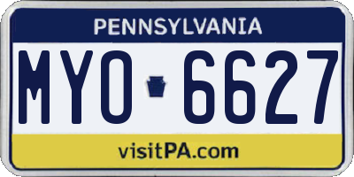PA license plate MYO6627
