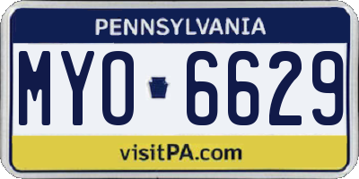 PA license plate MYO6629