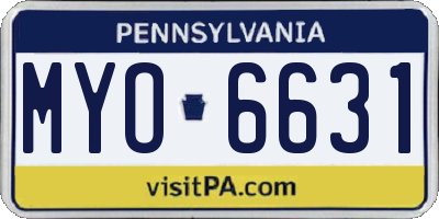 PA license plate MYO6631