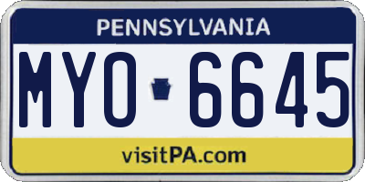 PA license plate MYO6645