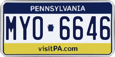 PA license plate MYO6646