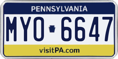 PA license plate MYO6647