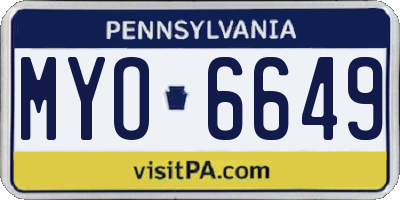 PA license plate MYO6649