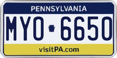 PA license plate MYO6650